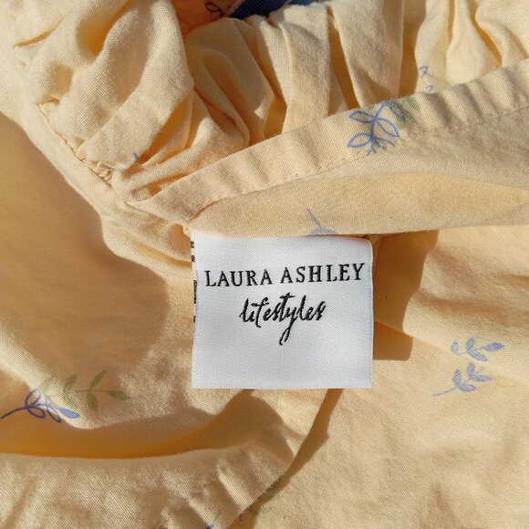 LAURA ASHLEY Pillow Shams Standard Covers Buttercream Yellow Blue Botanical Leaf - Picture 7 of 13